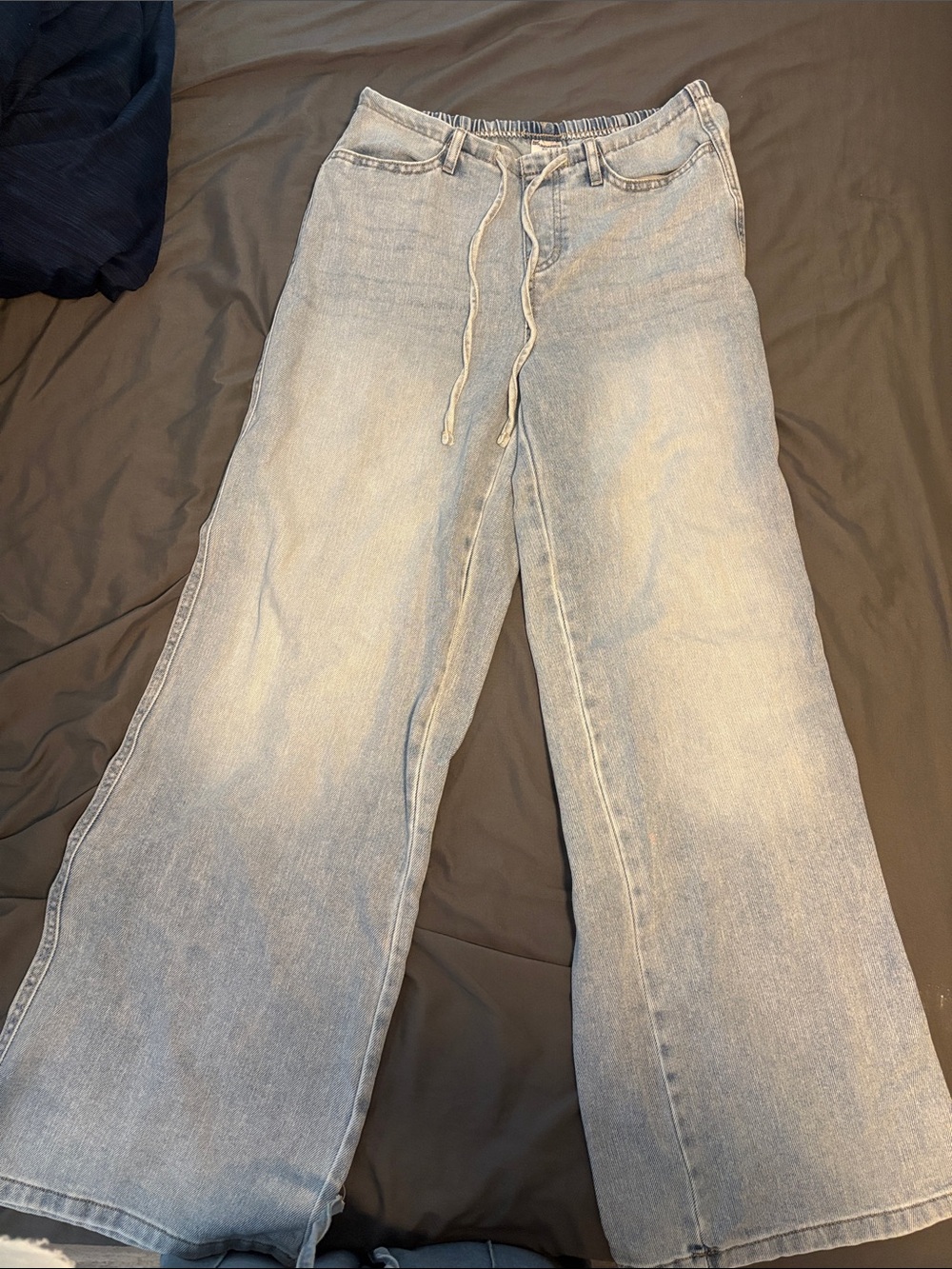 No Boundaries Light Blue Wide-Leg Drawstring Jeans